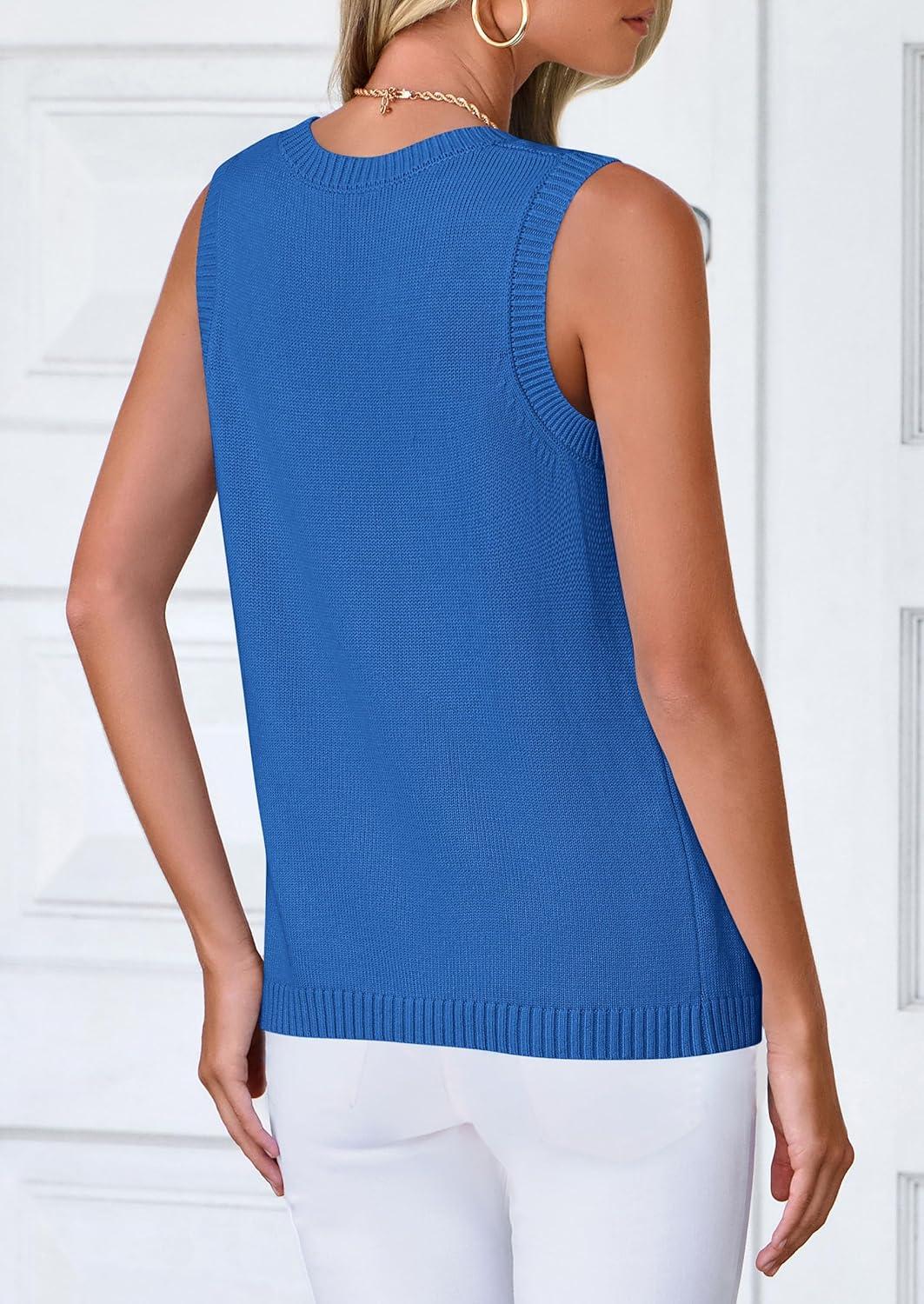 imagePRETTYGARDEN Sweater Vest Women 2025 Spring Summer Casual Lightweight Knit Sleeveless Button Down Tank Tops Trendy ClothesSky Blue