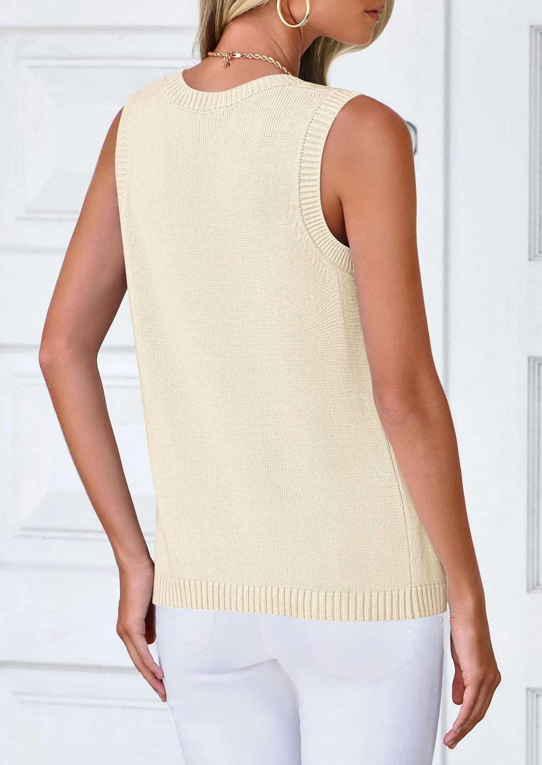imagePRETTYGARDEN Sweater Vest Women 2025 Spring Summer Casual Lightweight Knit Sleeveless Button Down Tank Tops Trendy ClothesYellow Apricot