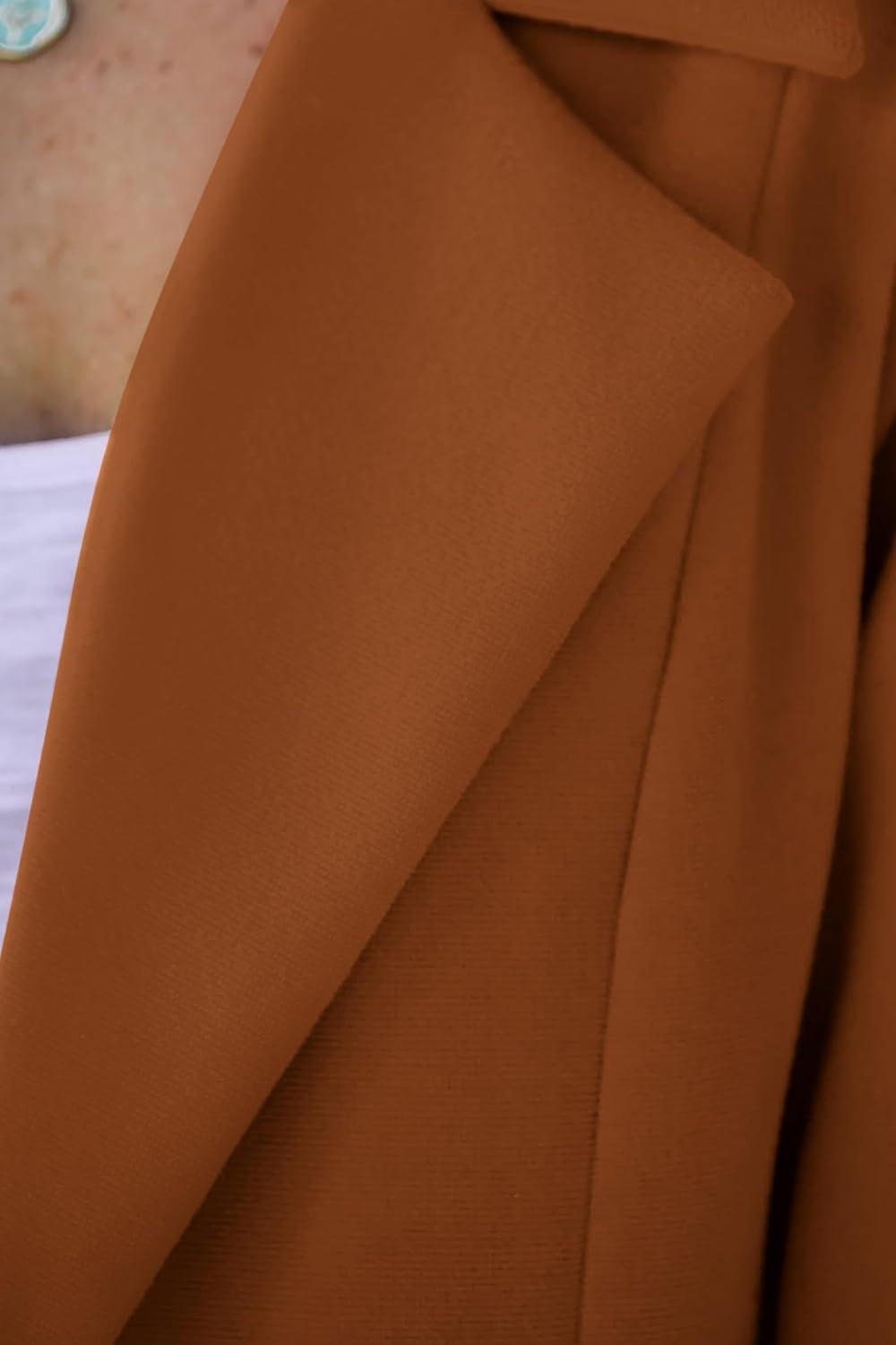 imagePRETTYGARDEN Womens 2025 Spring Fall Long Blazer Jackets Long Sleeve Lapel Pockets Loose Fit Work Casual Blazers OuterwearBrown