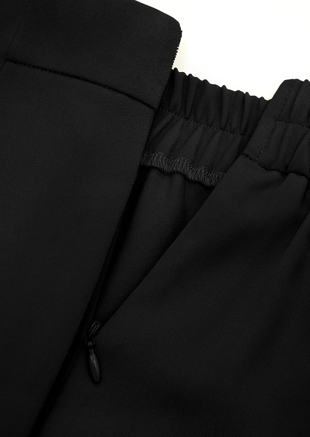 imagePRETTYGARDEN Womens Wide Leg Pants Dressy High Waisted Business Casual Work Office Suit Palazzo Pant TrousersBlack