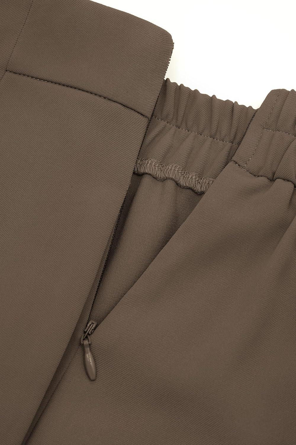 imagePRETTYGARDEN Womens Wide Leg Pants Dressy High Waisted Business Casual Work Office Suit Palazzo Pant TrousersBrown