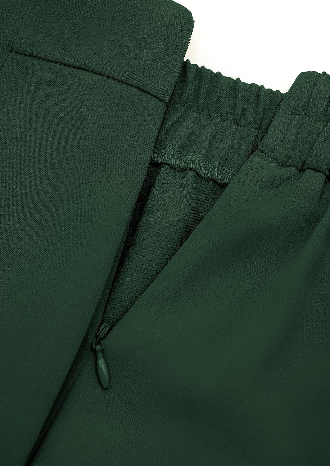 imagePRETTYGARDEN Womens Wide Leg Pants Dressy High Waisted Business Casual Work Office Suit Palazzo Pant TrousersDark Green