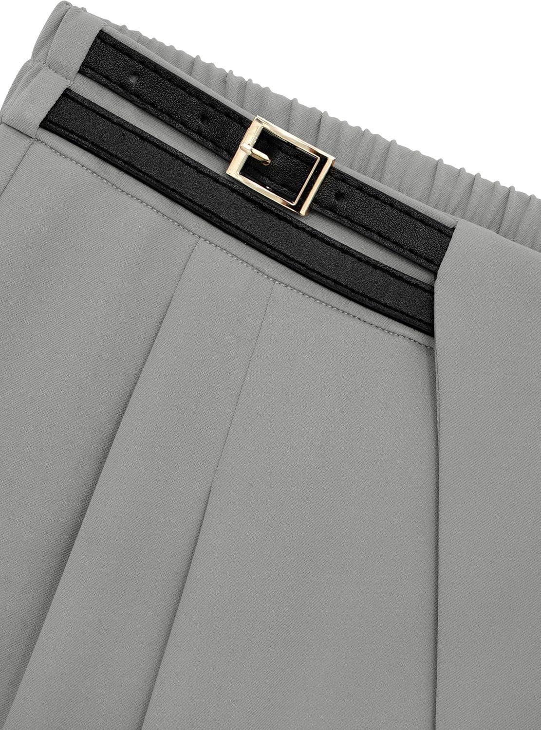 imagePRETTYGARDEN Womens Wide Leg Pants Dressy High Waisted Business Casual Work Office Suit Palazzo Pant TrousersGrey