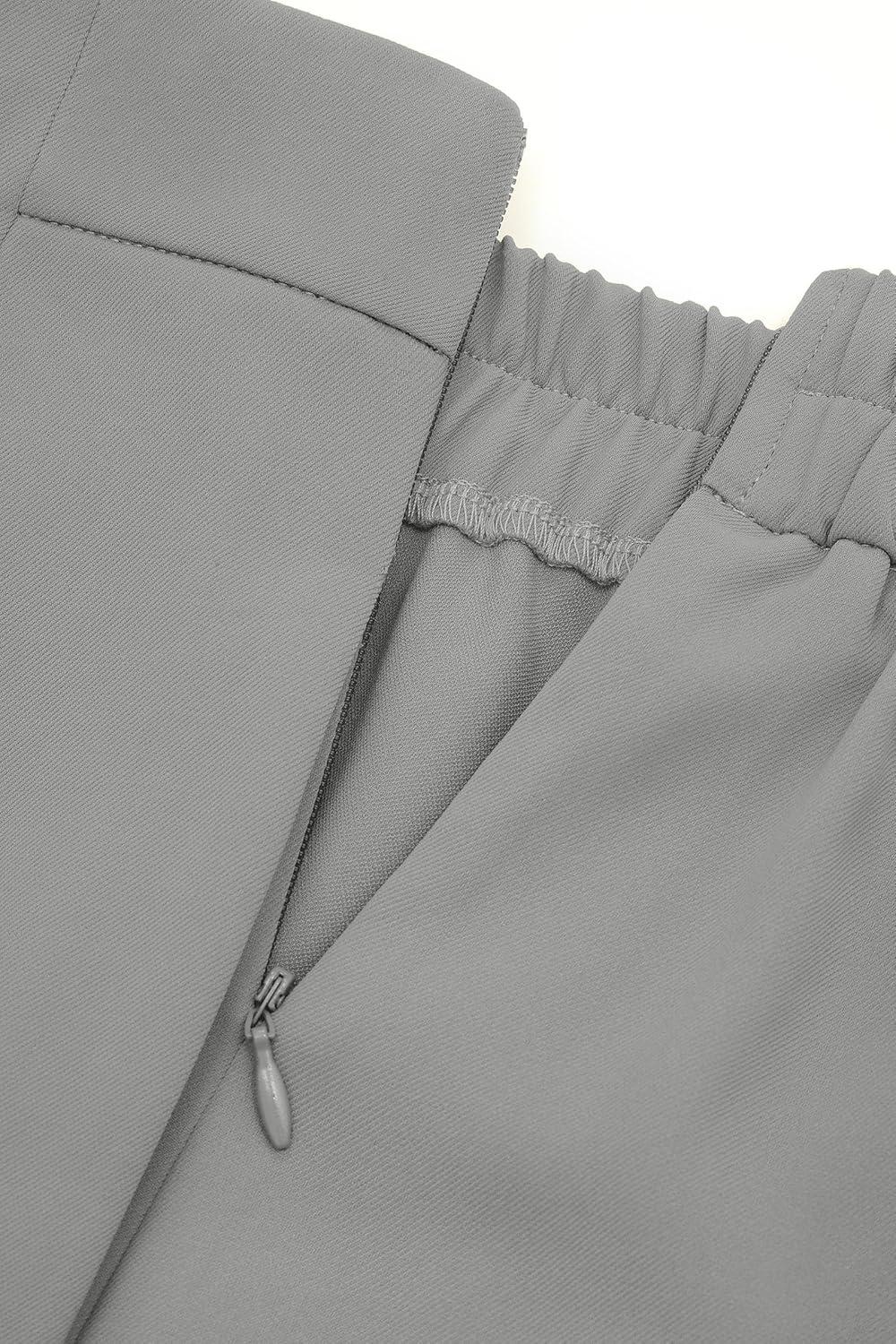 imagePRETTYGARDEN Womens Wide Leg Pants Dressy High Waisted Business Casual Work Office Suit Palazzo Pant TrousersGrey