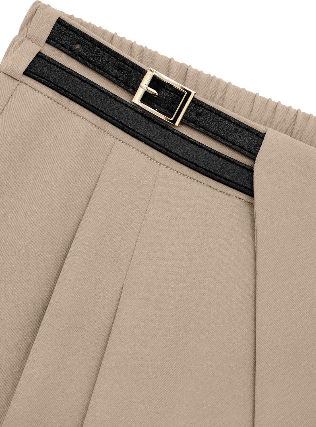 imagePRETTYGARDEN Womens Wide Leg Pants Dressy High Waisted Business Casual Work Office Suit Palazzo Pant TrousersLight Khaki