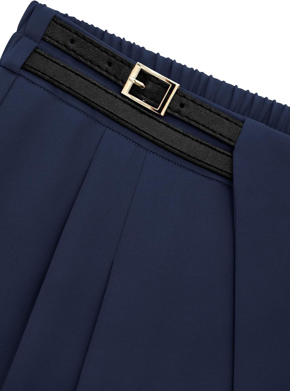imagePRETTYGARDEN Womens Wide Leg Pants Dressy High Waisted Business Casual Work Office Suit Palazzo Pant TrousersNavy