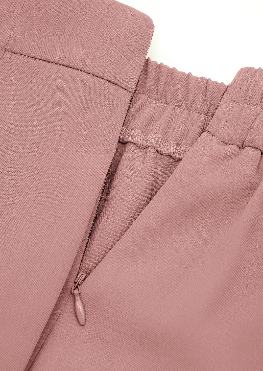 imagePRETTYGARDEN Womens Wide Leg Pants Dressy High Waisted Business Casual Work Office Suit Palazzo Pant TrousersPink