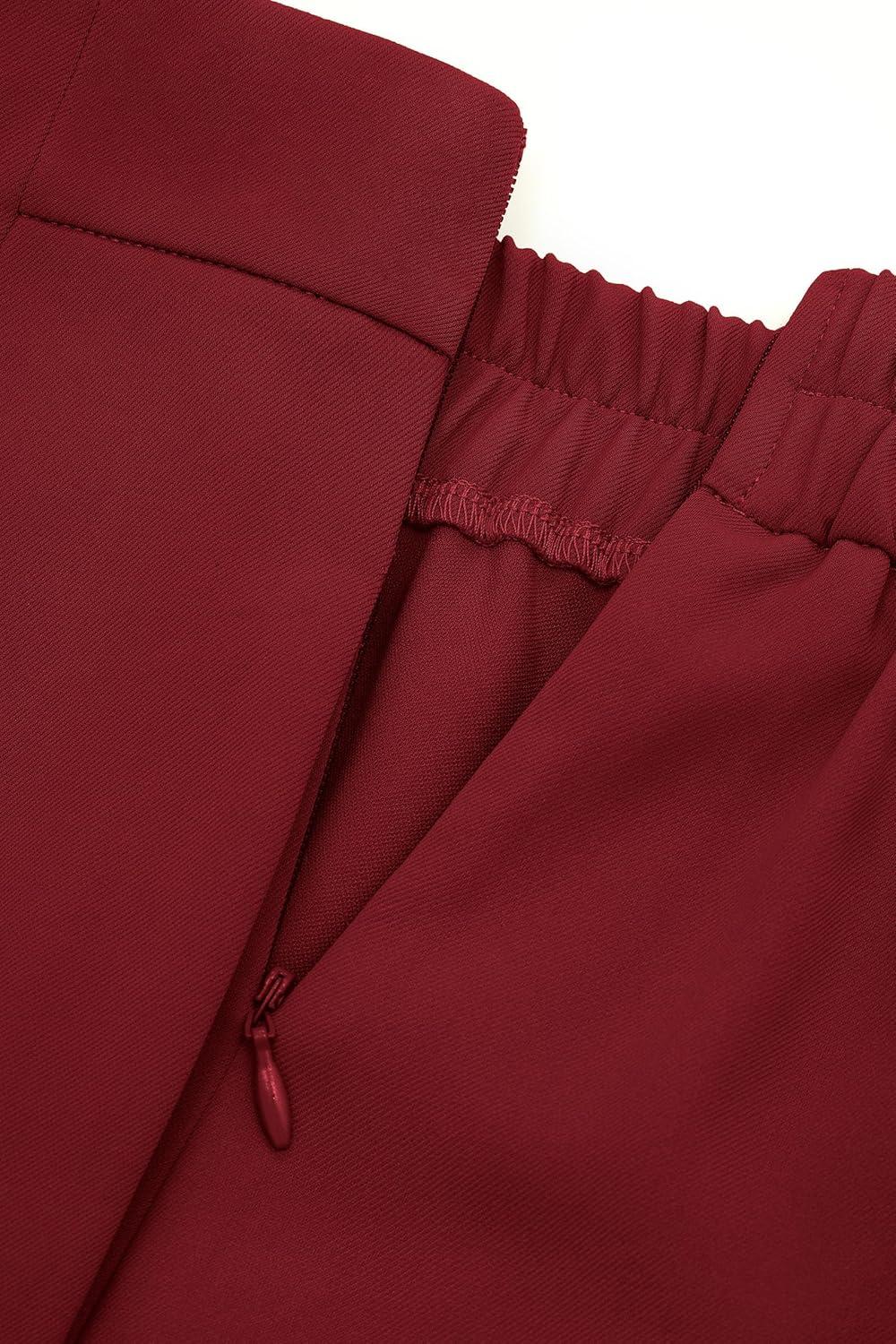 imagePRETTYGARDEN Womens Wide Leg Pants Dressy High Waisted Business Casual Work Office Suit Palazzo Pant TrousersWine Red