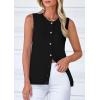 imagePRETTYGARDEN Sweater Vest Women 2025 Spring Summer Casual Lightweight Knit Sleeveless Button Down Tank Tops Trendy ClothesBlack