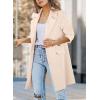 imagePRETTYGARDEN Womens 2025 Spring Fall Long Blazer Jackets Long Sleeve Lapel Pockets Loose Fit Work Casual Blazers OuterwearBeige