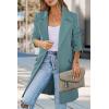 imagePRETTYGARDEN Womens 2025 Spring Fall Long Blazer Jackets Long Sleeve Lapel Pockets Loose Fit Work Casual Blazers OuterwearBlue Green