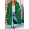imagePRETTYGARDEN Womens 2025 Spring Fall Long Blazer Jackets Long Sleeve Lapel Pockets Loose Fit Work Casual Blazers OuterwearGreen
