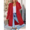 imagePRETTYGARDEN Womens 2025 Spring Fall Long Blazer Jackets Long Sleeve Lapel Pockets Loose Fit Work Casual Blazers OuterwearRed