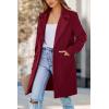 imagePRETTYGARDEN Womens 2025 Spring Fall Long Blazer Jackets Long Sleeve Lapel Pockets Loose Fit Work Casual Blazers OuterwearWine Red