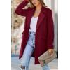 imagePRETTYGARDEN Womens 2025 Spring Fall Long Blazer Jackets Long Sleeve Lapel Pockets Loose Fit Work Casual Blazers OuterwearWine Red