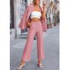 imagePRETTYGARDEN Womens Fall Spring 2 Piece Blazer Outfits Business Casual Oversized Jacket Wide Leg Work Pants Dressy Suit SetPink