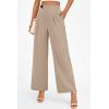 imagePRETTYGARDEN Womens Wide Leg Pants Dressy High Waisted Business Casual Work Office Suit Palazzo Pant TrousersLight Khaki
