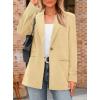 imagePRETTYGARDEN Womens Winter Corduroy Blazers Jackets Dressy Casual Ribbed Long Sleeve Lapel Fashion Work Business OuterwearBeige Yellow