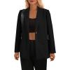 imagePRETTYGARDEN Womens Winter Corduroy Blazers Jackets Dressy Casual Ribbed Long Sleeve Lapel Fashion Work Business OuterwearBlack