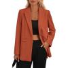 imagePRETTYGARDEN Womens Winter Corduroy Blazers Jackets Dressy Casual Ribbed Long Sleeve Lapel Fashion Work Business OuterwearBrick Red
