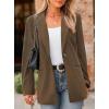 imagePRETTYGARDEN Womens Winter Corduroy Blazers Jackets Dressy Casual Ribbed Long Sleeve Lapel Fashion Work Business OuterwearBrown Coffee