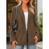 imagePRETTYGARDEN Womens Winter Corduroy Blazers Jackets Dressy Casual Ribbed Long Sleeve Lapel Fashion Work Business OuterwearBrown Coffee