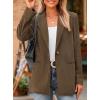 imagePRETTYGARDEN Womens Winter Corduroy Blazers Jackets Dressy Casual Ribbed Long Sleeve Lapel Fashion Work Business OuterwearBrown Coffee