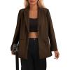 imagePRETTYGARDEN Womens Winter Corduroy Blazers Jackets Dressy Casual Ribbed Long Sleeve Lapel Fashion Work Business OuterwearCoffee