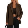imagePRETTYGARDEN Womens Winter Corduroy Blazers Jackets Dressy Casual Ribbed Long Sleeve Lapel Fashion Work Business OuterwearCoffee