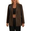 imagePRETTYGARDEN Womens Winter Corduroy Blazers Jackets Dressy Casual Ribbed Long Sleeve Lapel Fashion Work Business OuterwearCoffee