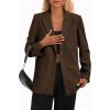 imagePRETTYGARDEN Womens Winter Corduroy Blazers Jackets Dressy Casual Ribbed Long Sleeve Lapel Fashion Work Business OuterwearCoffee