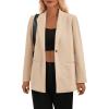 imagePRETTYGARDEN Womens Winter Corduroy Blazers Jackets Dressy Casual Ribbed Long Sleeve Lapel Fashion Work Business OuterwearLight Khaki