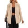 imagePRETTYGARDEN Womens Winter Corduroy Blazers Jackets Dressy Casual Ribbed Long Sleeve Lapel Fashion Work Business OuterwearLight Khaki