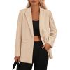imagePRETTYGARDEN Womens Winter Corduroy Blazers Jackets Dressy Casual Ribbed Long Sleeve Lapel Fashion Work Business OuterwearLight Khaki