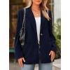 imagePRETTYGARDEN Womens Winter Corduroy Blazers Jackets Dressy Casual Ribbed Long Sleeve Lapel Fashion Work Business OuterwearNavy