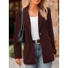 imagePRETTYGARDEN Womens Winter Corduroy Blazers Jackets Dressy Casual Ribbed Long Sleeve Lapel Fashion Work Business OuterwearWine Red