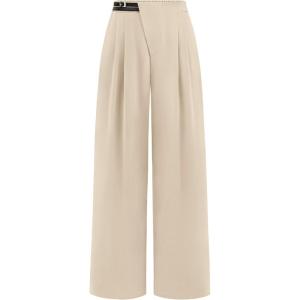 imagePRETTYGARDEN Womens Wide Leg Pants Dressy High Waisted Business Casual Work Office Suit Palazzo Pant TrousersBeige