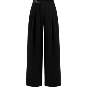 imagePRETTYGARDEN Womens Wide Leg Pants Dressy High Waisted Business Casual Work Office Suit Palazzo Pant TrousersBlack