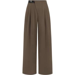 imagePRETTYGARDEN Womens Wide Leg Pants Dressy High Waisted Business Casual Work Office Suit Palazzo Pant TrousersBrown
