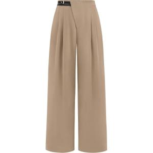 imagePRETTYGARDEN Womens Wide Leg Pants Dressy High Waisted Business Casual Work Office Suit Palazzo Pant TrousersCamel