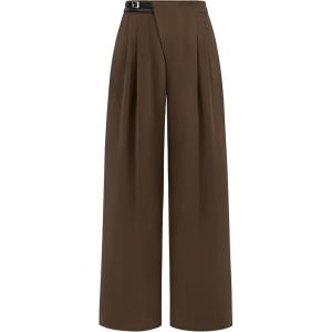 imagePRETTYGARDEN Womens Wide Leg Pants Dressy High Waisted Business Casual Work Office Suit Palazzo Pant TrousersCoffee