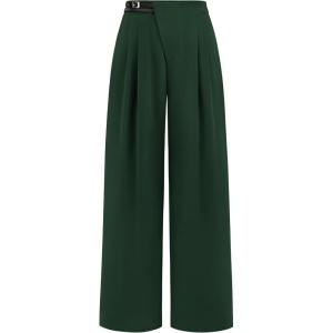 imagePRETTYGARDEN Womens Wide Leg Pants Dressy High Waisted Business Casual Work Office Suit Palazzo Pant TrousersDark Green
