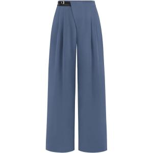 imagePRETTYGARDEN Womens Wide Leg Pants Dressy High Waisted Business Casual Work Office Suit Palazzo Pant TrousersGrey Blue