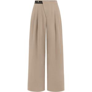 imagePRETTYGARDEN Womens Wide Leg Pants Dressy High Waisted Business Casual Work Office Suit Palazzo Pant TrousersLight Khaki