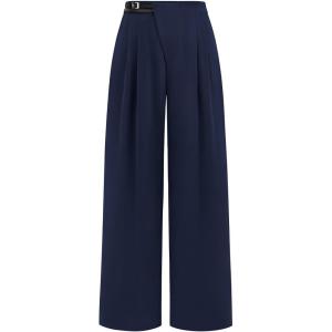 imagePRETTYGARDEN Womens Wide Leg Pants Dressy High Waisted Business Casual Work Office Suit Palazzo Pant TrousersNavy