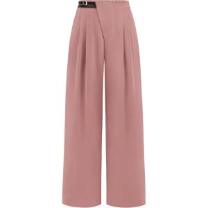 imagePRETTYGARDEN Womens Wide Leg Pants Dressy High Waisted Business Casual Work Office Suit Palazzo Pant TrousersPink