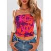 imagePRETTYGARDEN Strapless Tube Tops for Women 2025 Summer Mesh Floral Y2K Bandeau Cute Crop Top Trendy Going Out OutfitsPurple Orange