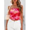imagePRETTYGARDEN Strapless Tube Tops for Women 2025 Summer Mesh Floral Y2K Bandeau Cute Crop Top Trendy Going Out OutfitsRose Red