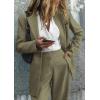 imagePRETTYGARDEN Womens Fall Two Piece Outfits Dressy Blazer Jacket and Wide Leg Pants Pockets Business Casual Office Suit SetsArmy Green