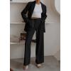imagePRETTYGARDEN Womens Fall Two Piece Outfits Dressy Blazer Jacket and Wide Leg Pants Pockets Business Casual Office Suit SetsBlack